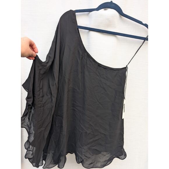 Jay Godfrey Women's One Shoulder Silk Blouse L Flowy Whimsigoth Witchy Festival - Picture 2 of 8